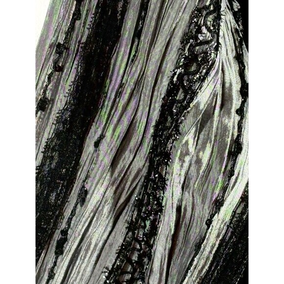 Chico’s Gray Black Blazer Open Front Sz 3 X-Large Women Dressy Black Lace Trim - Picture 9 of 9